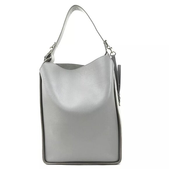 Auth BALENCIAGA North-South Shoulder Bag Gray Leather - Picture 2 of 15